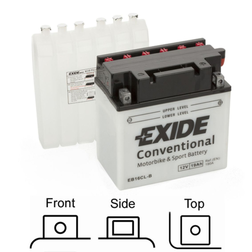EXIDE suchá, přednabitá 12V 19Ah 190A 175x100x175