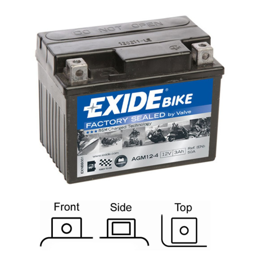 EXIDE AGM naplněná z výroby 12V 3Ah 50A 113x70x85