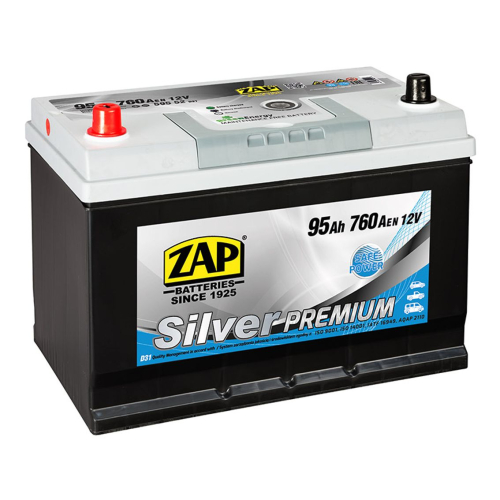 ZAP Silver Premium Asia 95Ah 12V 760A 296x175x200/220 LEVÁ