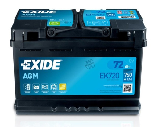 EXIDE Start-Stop AGM 12V 72Ah 760A 278x175x190
