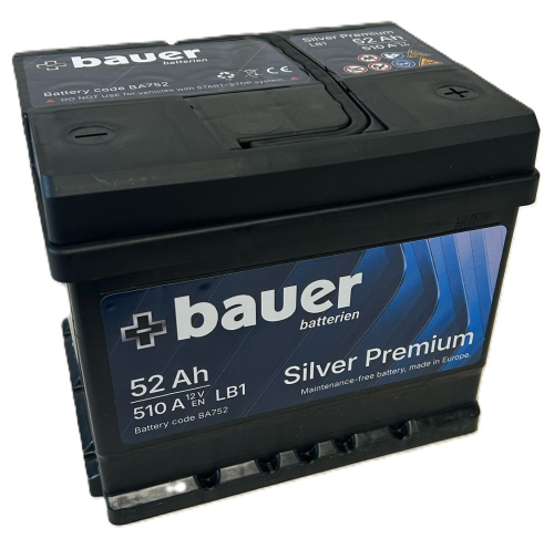 BAUER SILVER Premium 52Ah 12V 510A 210x175x175