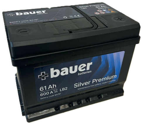 BAUER SILVER Premium 61Ah 12V 600A 242x175x175