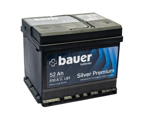BAUER SILVER Premium 52Ah 12V 510A 210x175x175