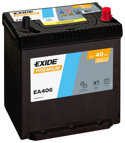 EXIDE Premium CARBON 12V 40Ah 350A 187x136x220 spodní uchycení