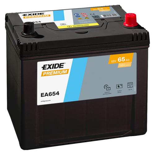 EXIDE Premium CARBON 12V 65Ah 580A 230x173x222 spodní uchycení
