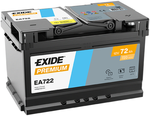 EXIDE Premium CARBON 12V 72Ah 720A 278x175x175