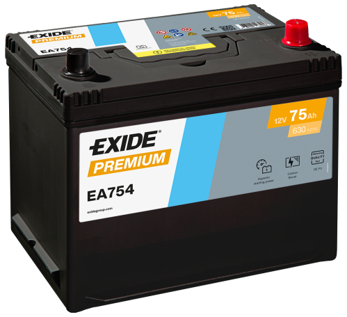 EXIDE Premium CARBON 12V 75Ah 630A 270x173x222