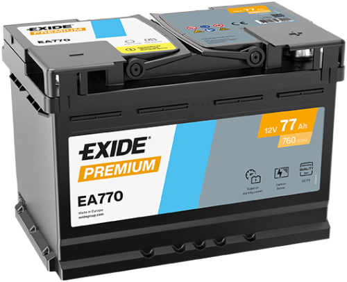EXIDE Premium CARBON 12V 77Ah 760A 278x175x190
