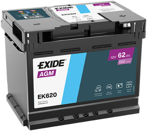 EXIDE Start-Stop AGM 12V 62Ah 680A 242x175x190
