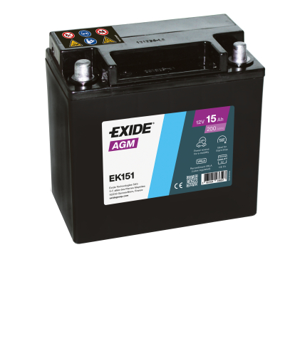 EXIDE přidavná pro Start-Stop AGM 12V 15Ah 200A 150x90x145 m.kužel