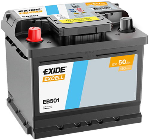 EXIDE Excell 12V 50Ah 450A 207x175x190 Levá