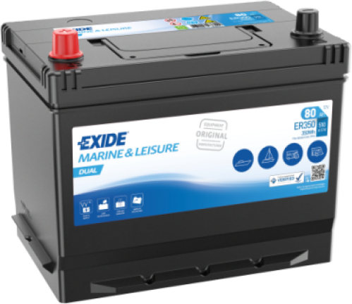 EXIDE DUAL 12V 80Ah 350Wh 510A 270x173x222 Levá