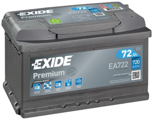 EXIDE Premium CARBON 12V 72Ah 720A 278x175x175