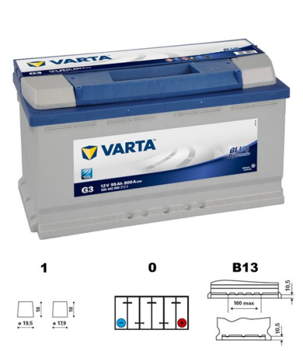 VARTA Blue dynamic 95Ah 12V 800A 353x175x190