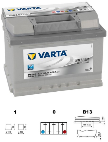 VARTA Silver dynamic 61Ah 12V 600A 242x175x175