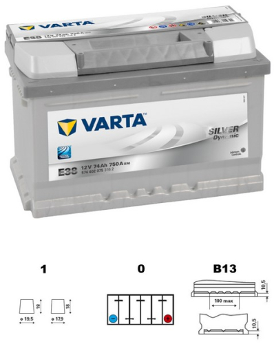 VARTA Silver dynamic 74Ah 12V 750A 278x175x175