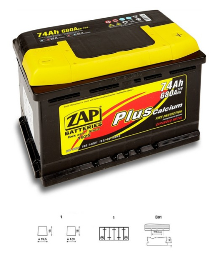 ZAP Plus 74Ah 12V 680A 275x175x190 LEVÁ