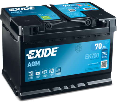 EXIDE 70 Ah, 760A, 12V, EFB - start-stop -EL700